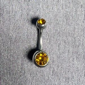 Gold CZ Jewel 14G Belly Button Ring